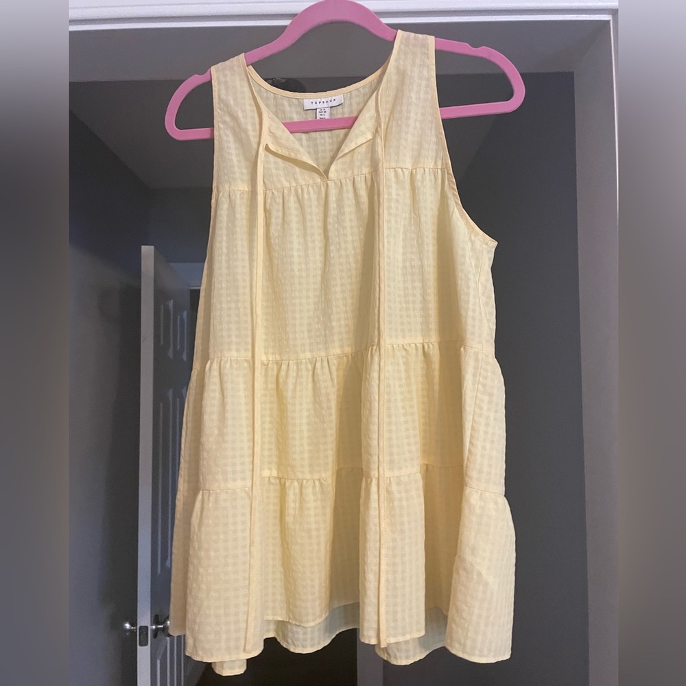 Shop Topshop Tiered Smock Sleeveless Top in Light Yellow